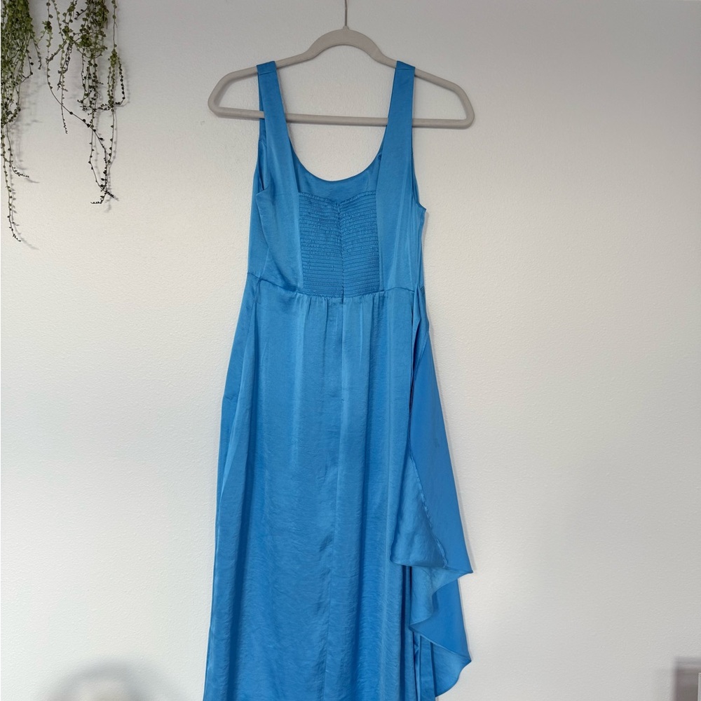 Aritzia Wilfred Elegant Blue Sleeveless Dress, wrap around, knee length